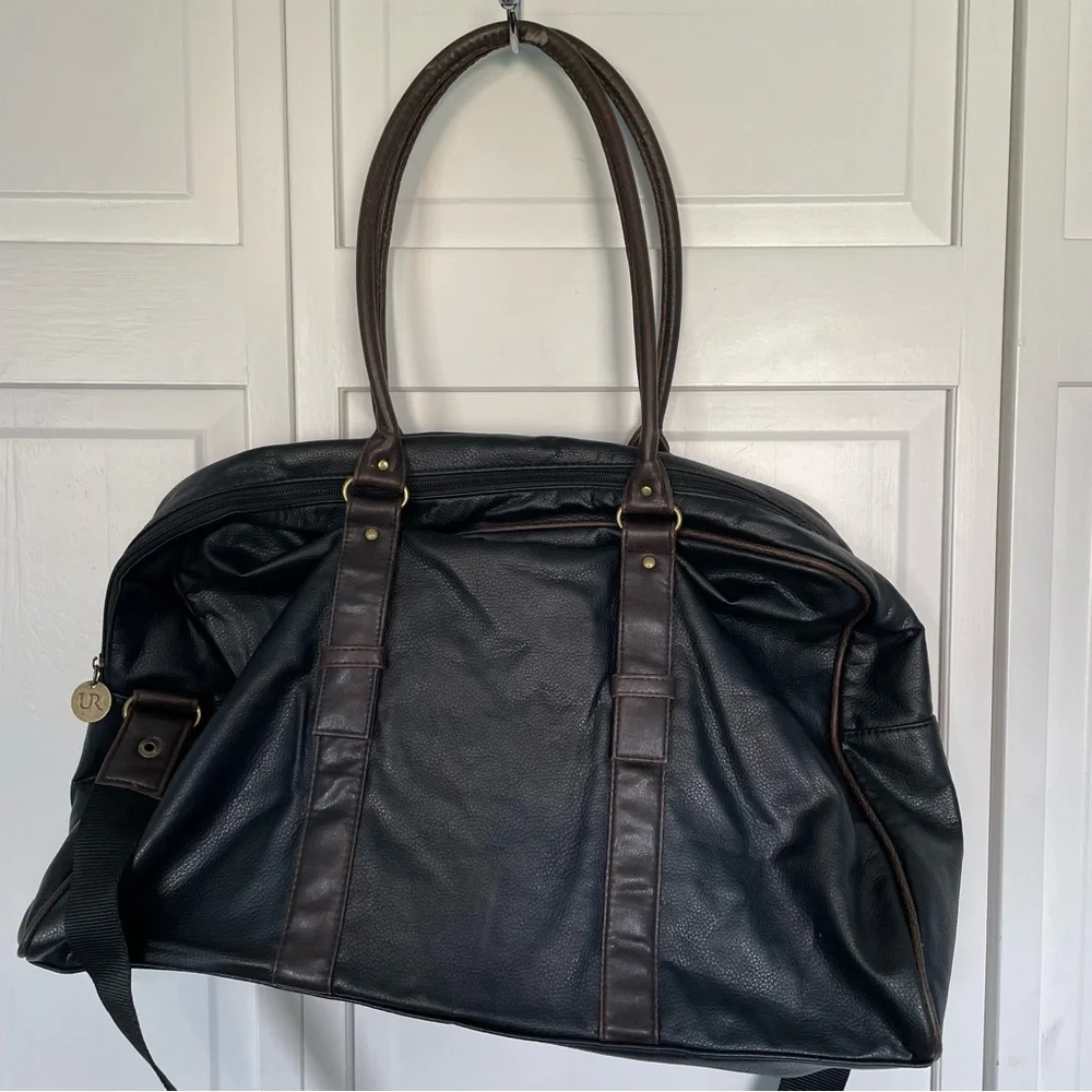 UR Faux Leather Black Brown Duffel Bag Men's Travel Gym